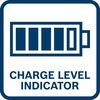 Battery charge level indicator shows the level of remaining battery charge