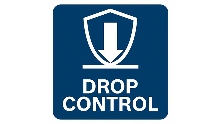 A blue safety sticker with "DROP CONTROL" and sign symbol.