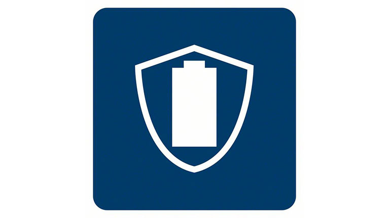 Bosch Professional logo with battery symbol and shield on blue background.