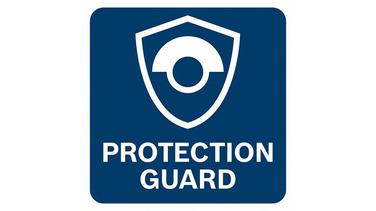 A blue shield with an eye and the text "PROTECTION GUARD".