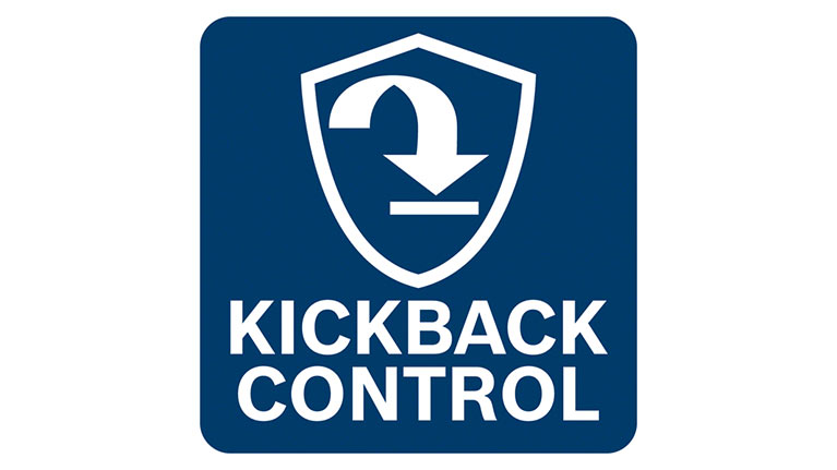 Logo for Kickback Control on a blue background.