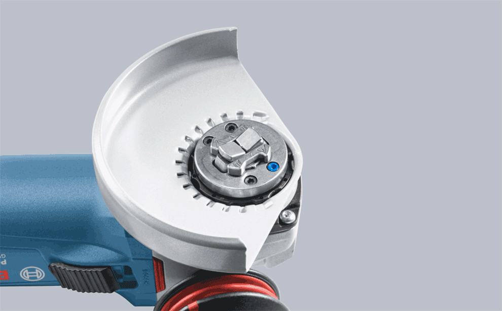 A Bosch Professional tool with a silver cover and blue handle.